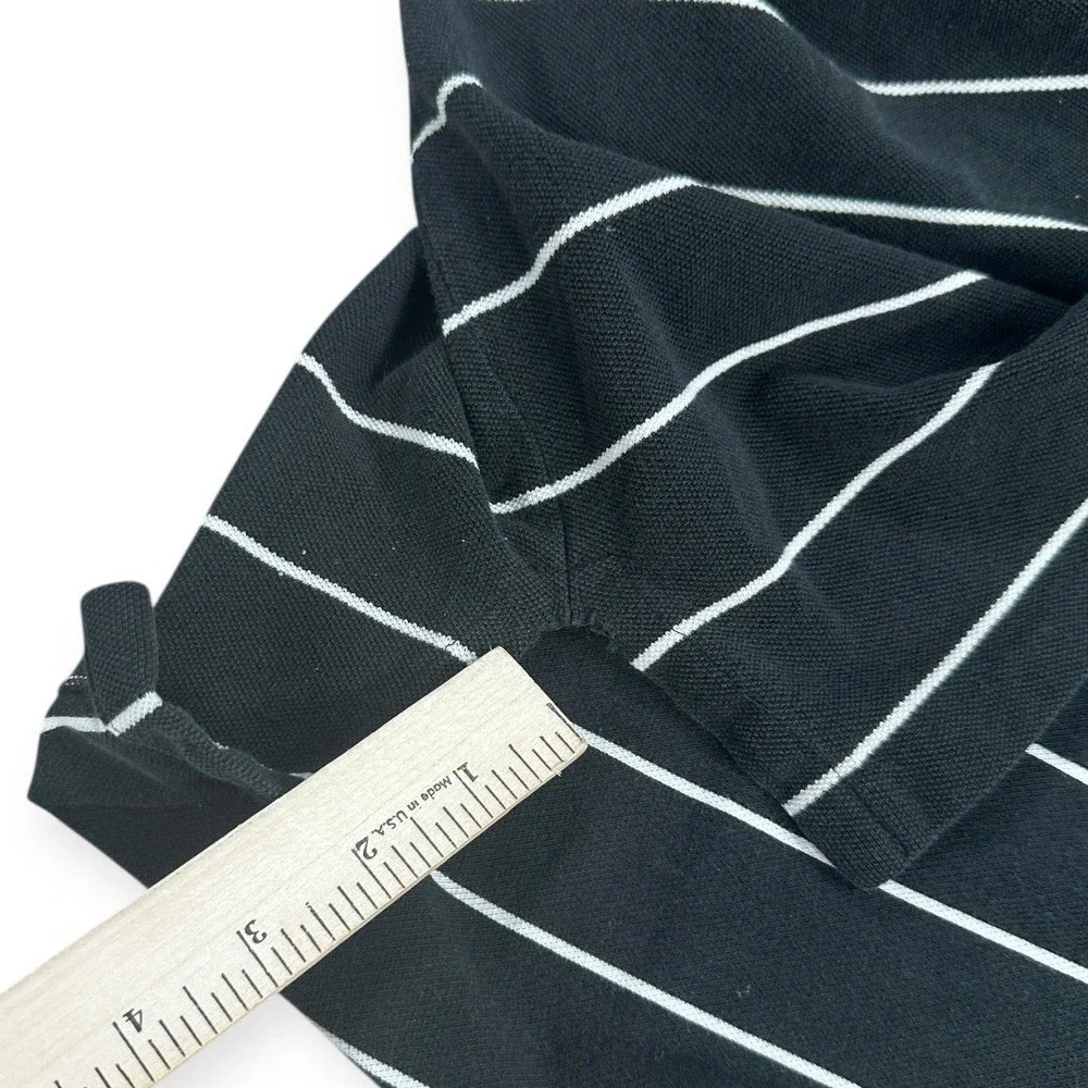 Polo‎ Ralph Lauren Mens Custom Fit Striped Polo Shirt Black White Large Cotton
